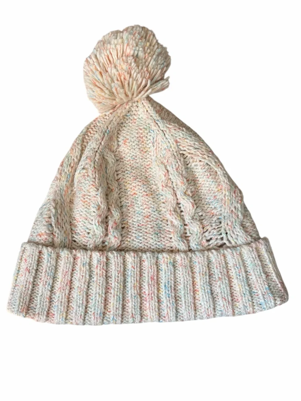 J. Crew Cream Cable-Knit Pom Pom Beanie